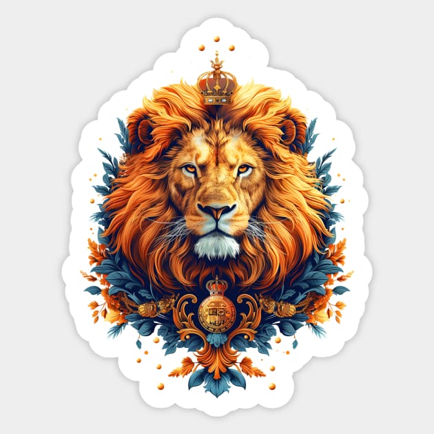 Royal Lion Emperor King of the Jungle Lion Sticker by Tees 4 Thee